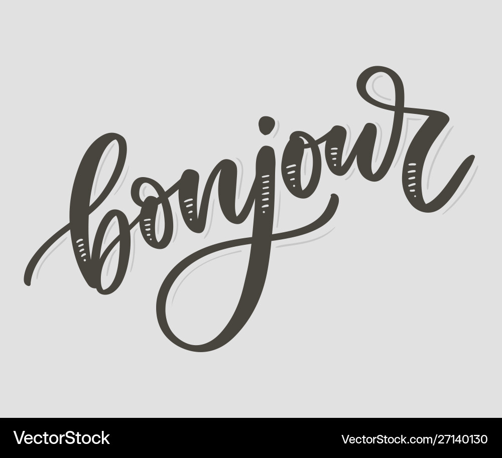 Bonjour Inschrift guten Tag in französischem Gruß Bonjour Inschrift guten Tag in französischem Gruß vektorbild