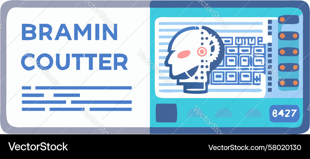 Brain-Computer Interface Ticket Vector Image