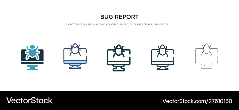 Bug report icon in different style two colored Bug report icon in different style two colored vector image