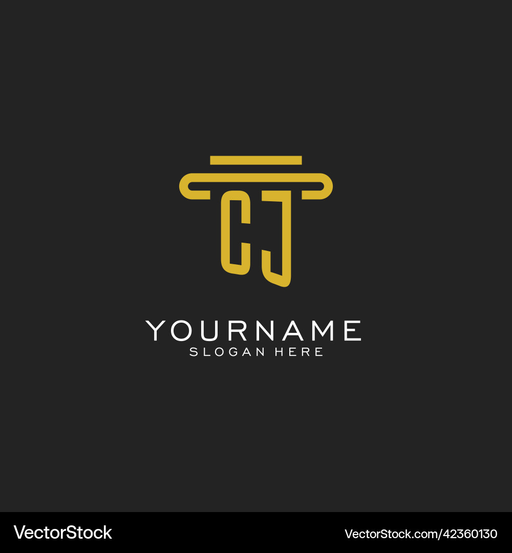 Cj initial logo with simple pillar style design Vector Image