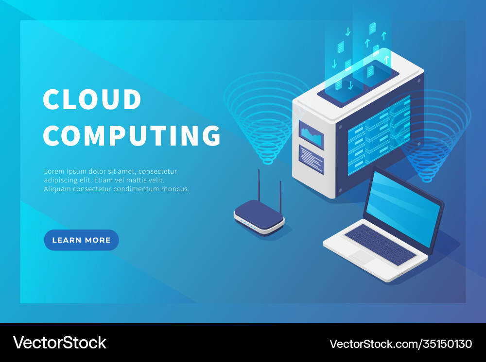 Cloud computing concept server database Cloud computing concept server database vector image