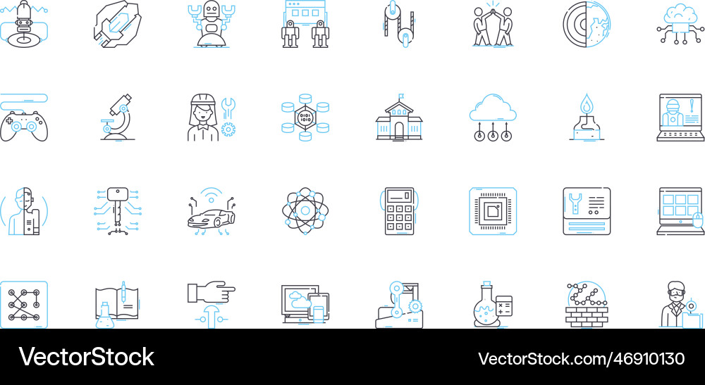 Computer software linear icons set code program Computer software linear icons set code program vector image