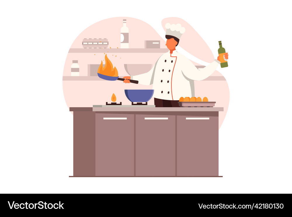 Cooking and restaurant web concept in flat design Vector Image