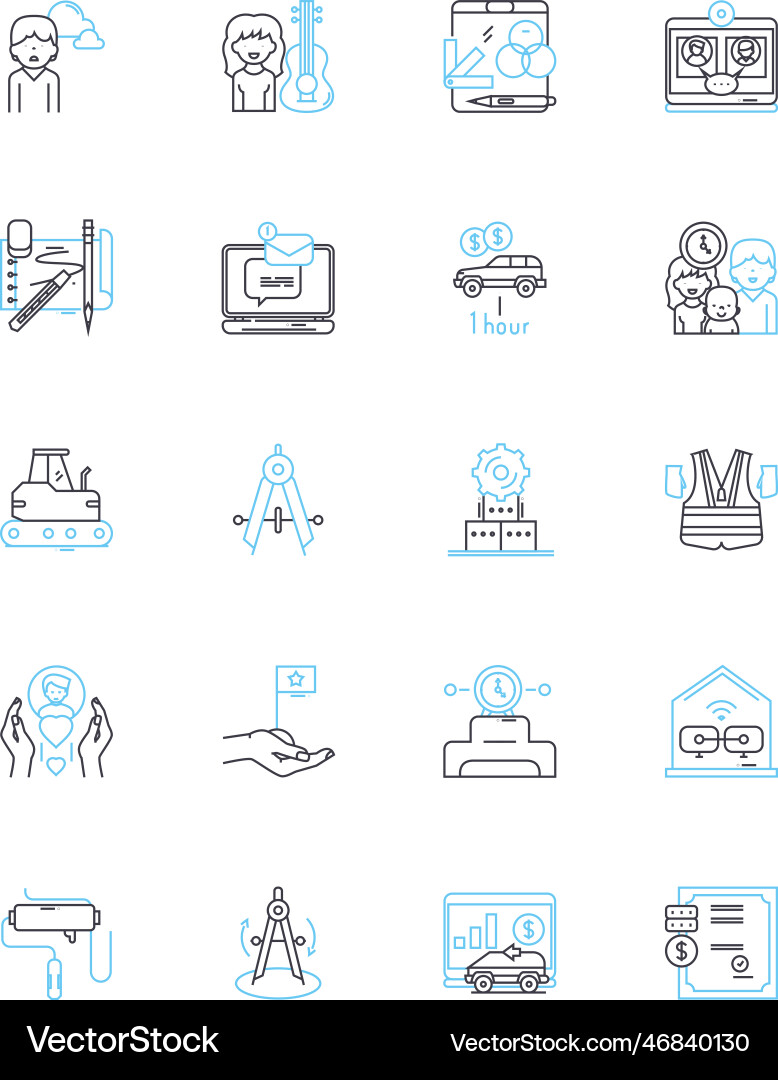 Digital workforce linear icons set automation vector image