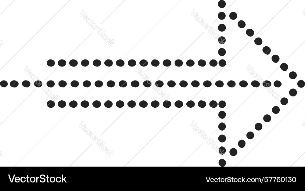 Dotted double-headed arrow for intersecting paths vector image