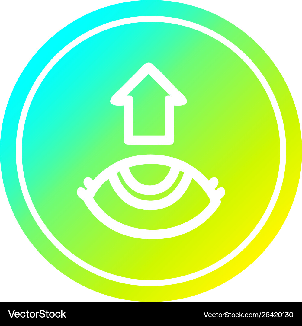 Eye looking up circular in cold gradient spectrum vector image