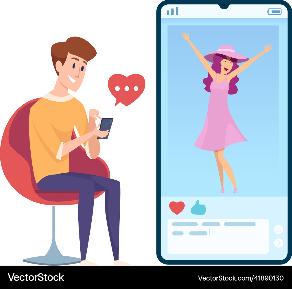Man Sending Love Message vector image