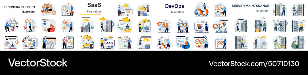 Mega set flat design concept devops saas Vector Image