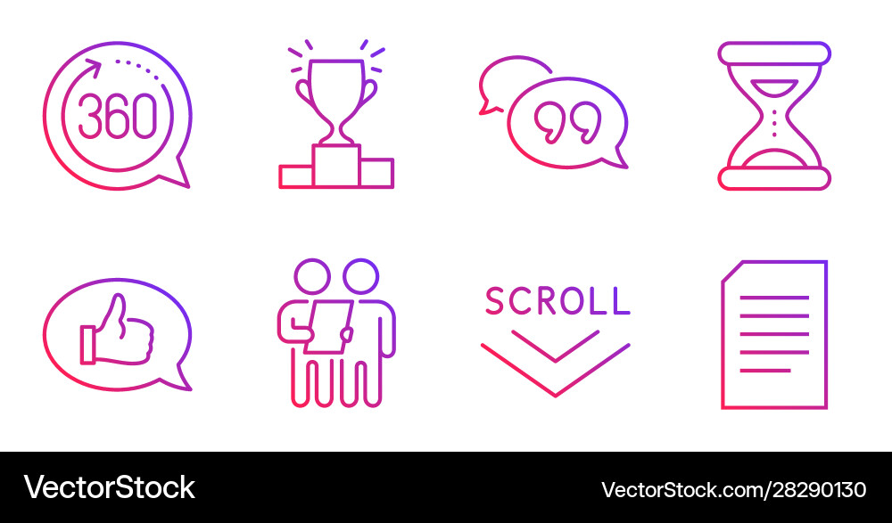 Quote bubble 360 degrees and scroll down icons Quote bubble 360 degrees and scroll down icons vector image