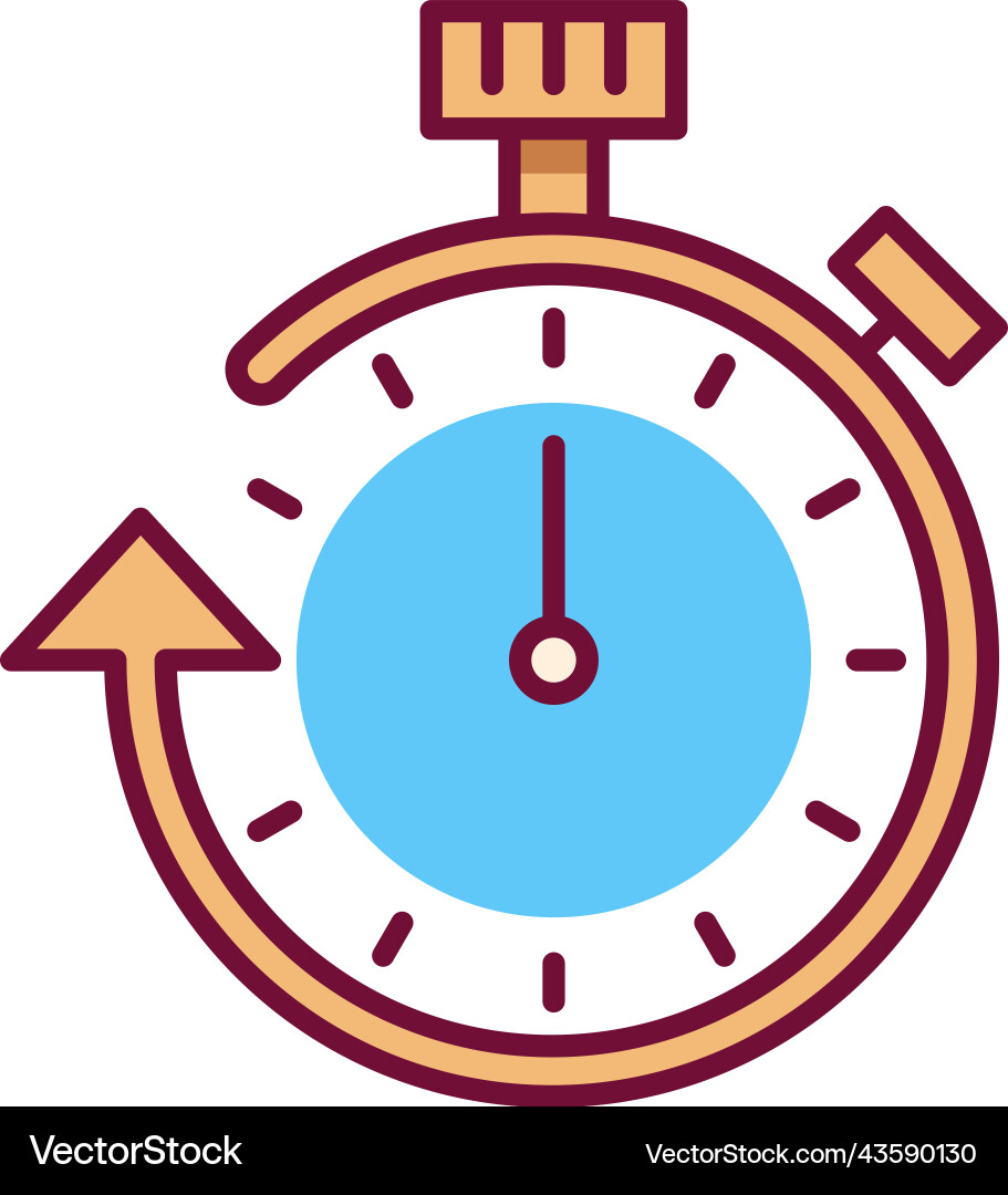 Repeating timer icon stopwatch color line symbol Repeating timer icon stopwatch color line symbol Vector Image