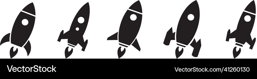 Rocket simple icon set Rocket simple icon set vector image