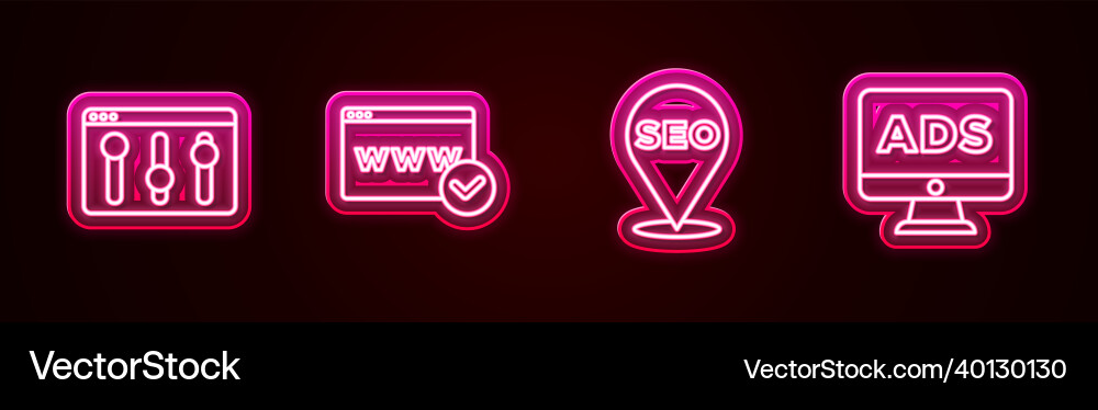 Set line browser setting website template seo Set line browser setting website template seo vector image