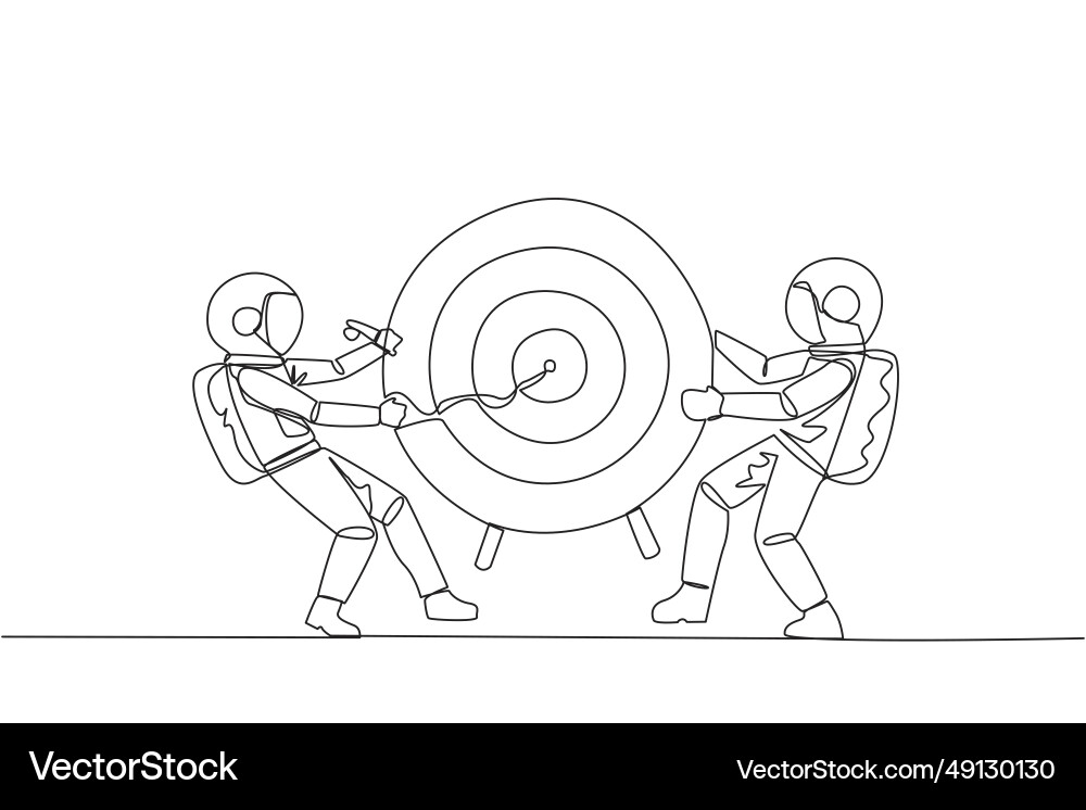 Single continuous line drawing two angry vector image