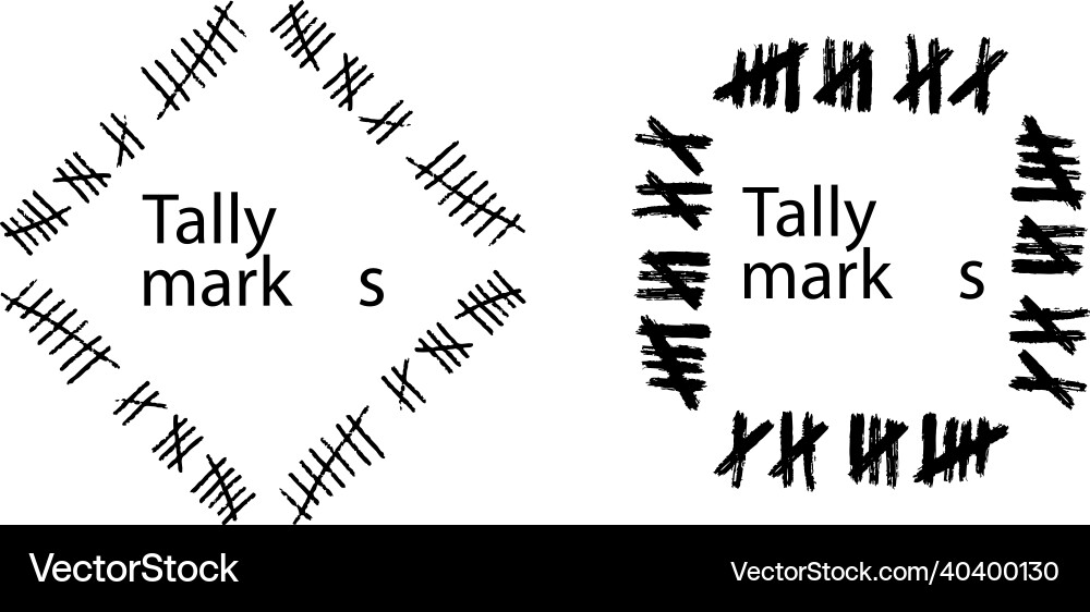 Tally mark frame on a white background or prison Tally mark frame on a white background or prison Vector Image