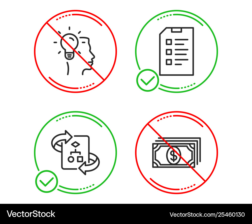 Technical algorithm idea and checklist icons set Technical algorithm idea and checklist icons set vector image