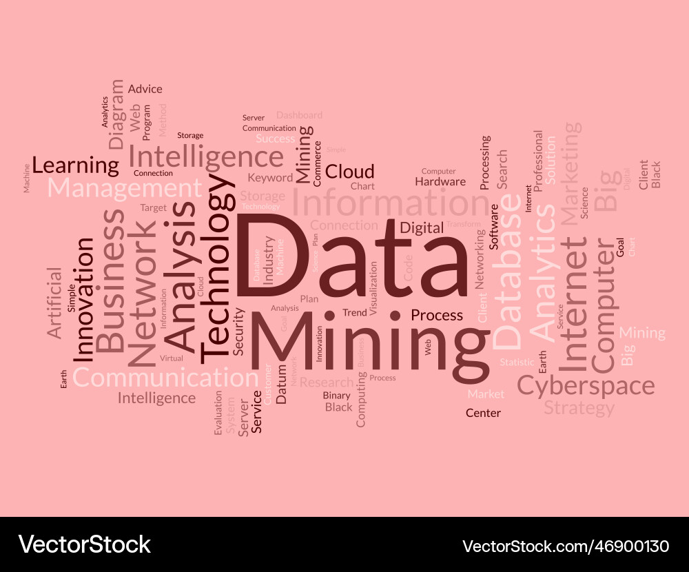 Word cloud background concept for data mining Vector Image