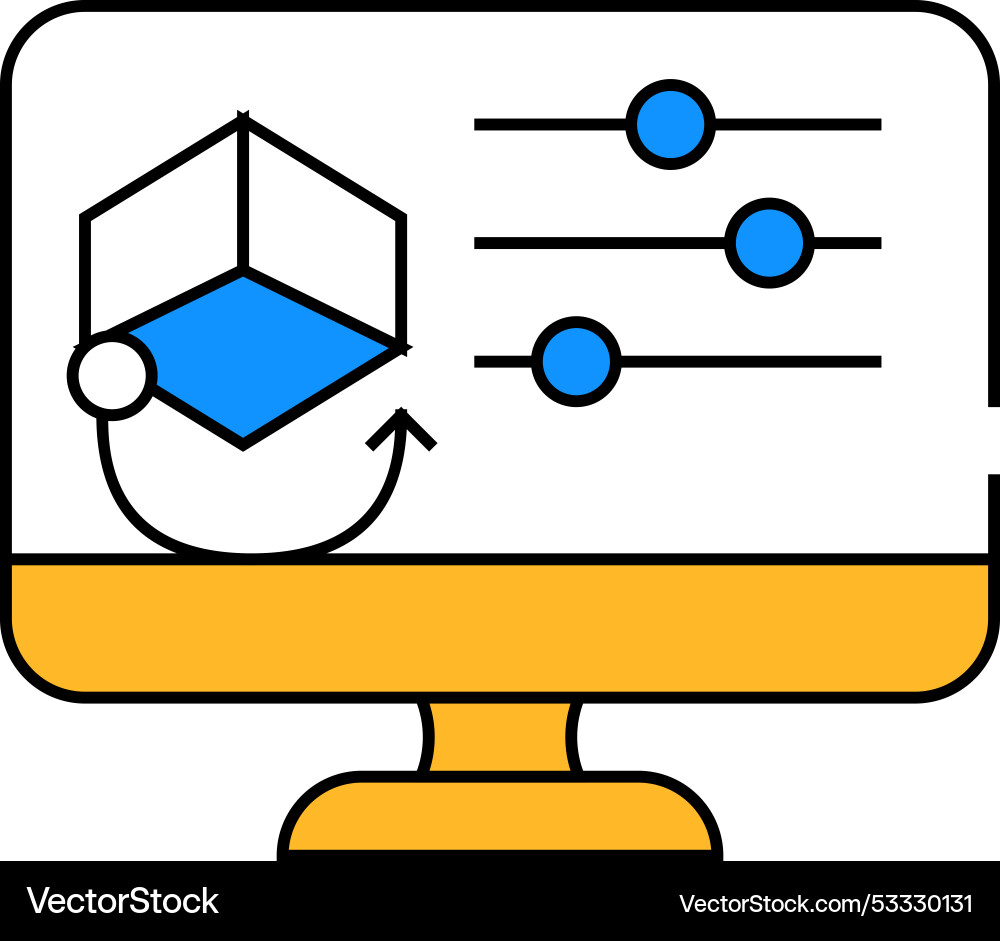 3d object settings icon color vector image