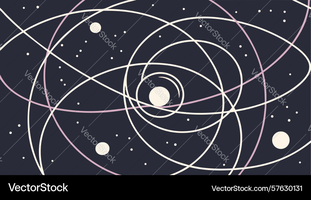 Abstract cosmic trails and starry orbits vector image
