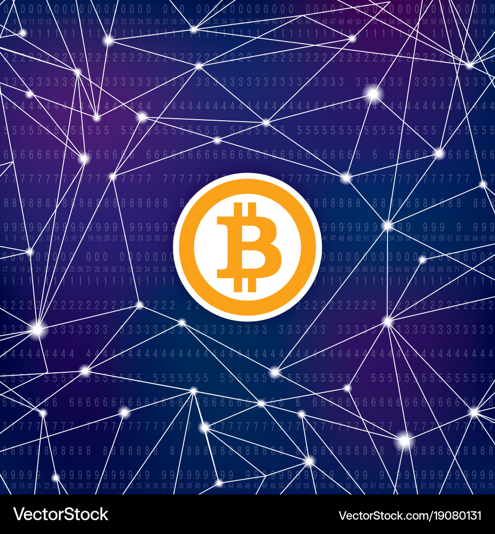 Bitcoin blockchain background cryptocurrency vector image