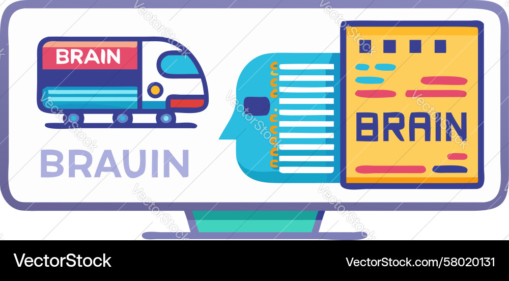 Brain Data Interface - AI Ticket Vector Image
