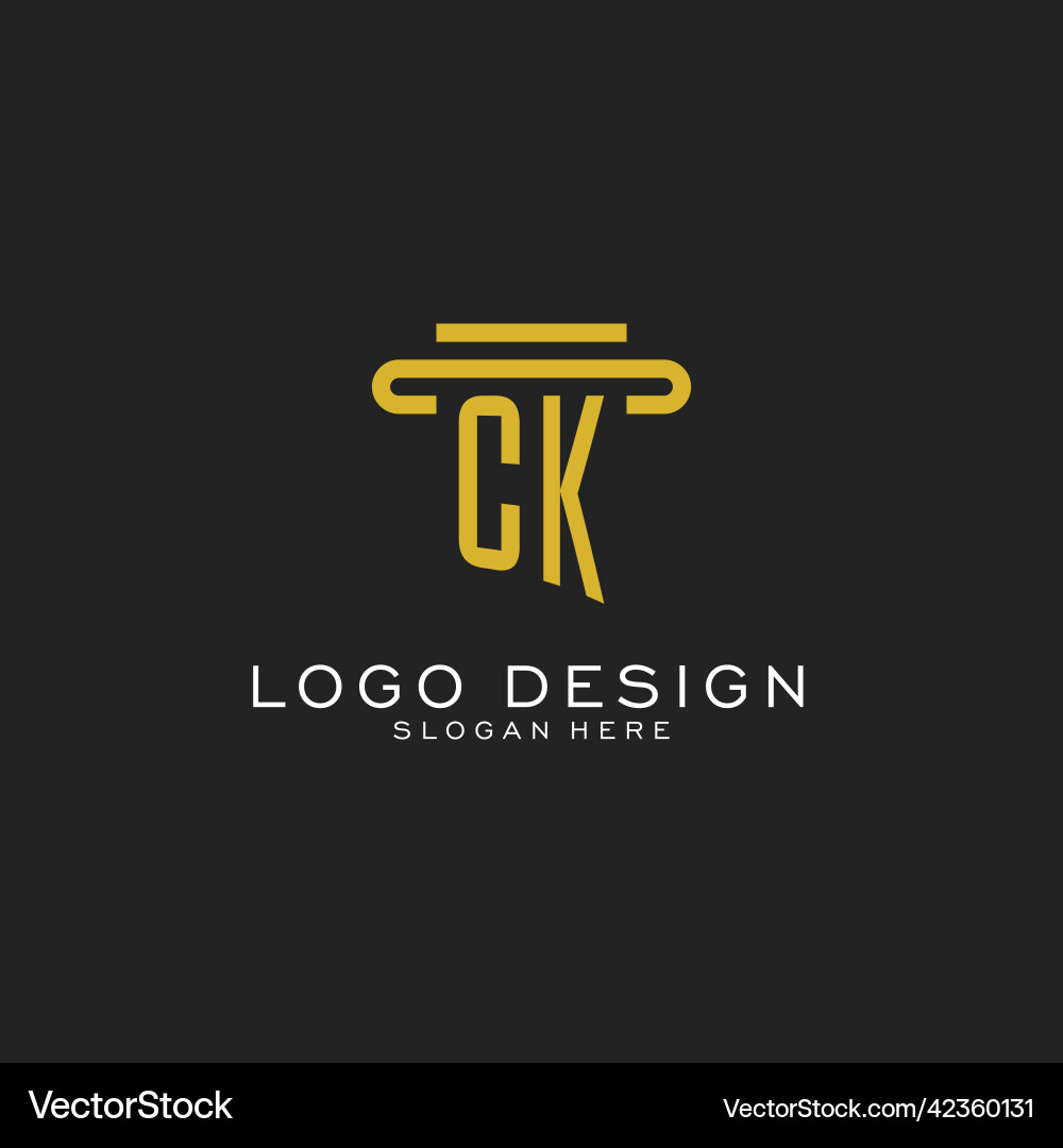 Ck initial logo with simple pillar style design Vector Image