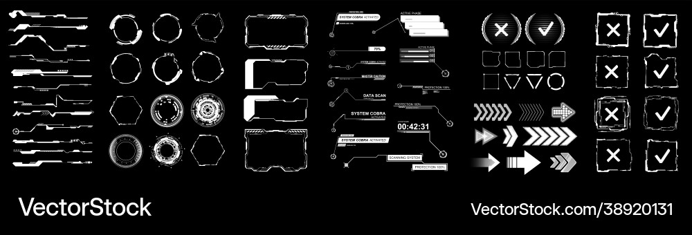 Collection hud elements - circle tech frame Collection hud elements - circle tech frame vector image