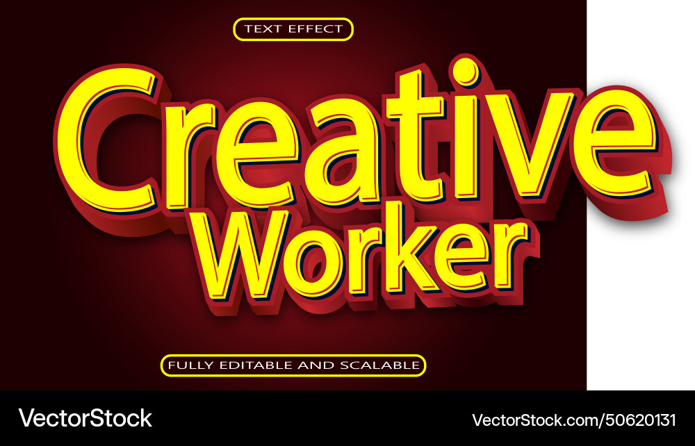 Creative worker editable text effect 3d emboss Vector Image