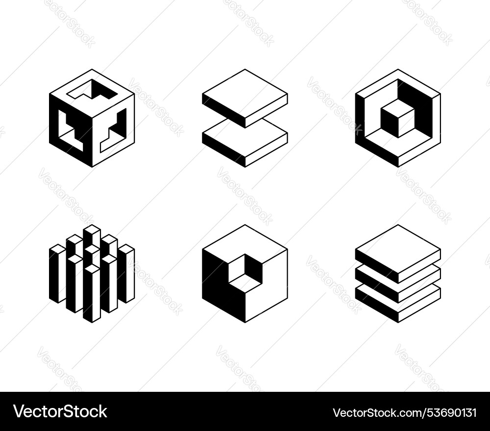 Cube logo geometric design set box logotype Cube logo geometric design set box logotype Vector Image
