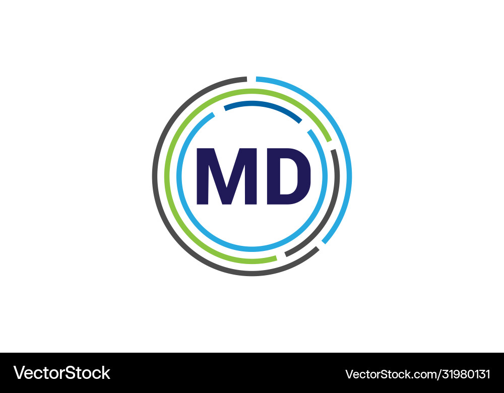 Erster Monogrammbrief m d Logo Design Vorlage Erster Monogrammbrief m d Logo Design Vorlage vektorbild
