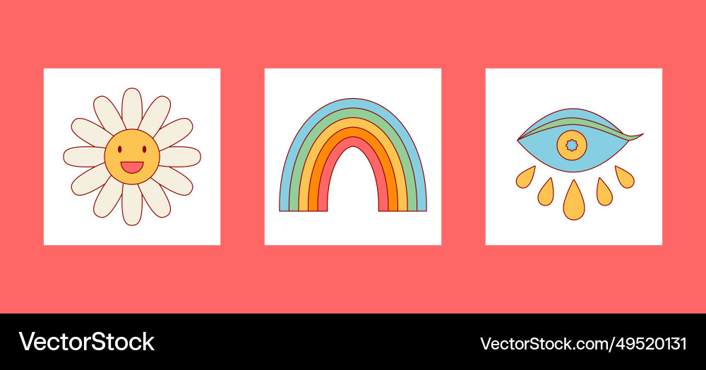 Groovy elements card set Groovy elements card set vector image