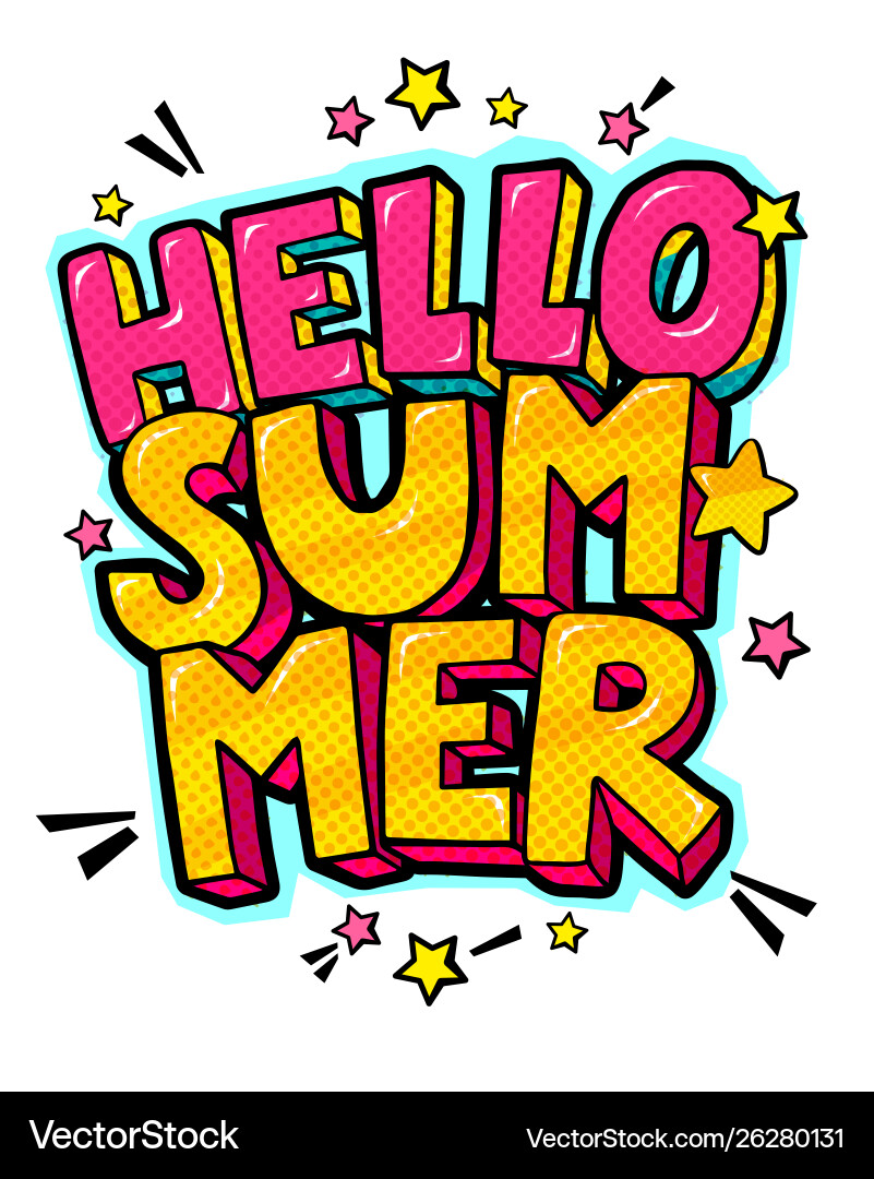 Hello summer message in pop art style vector image