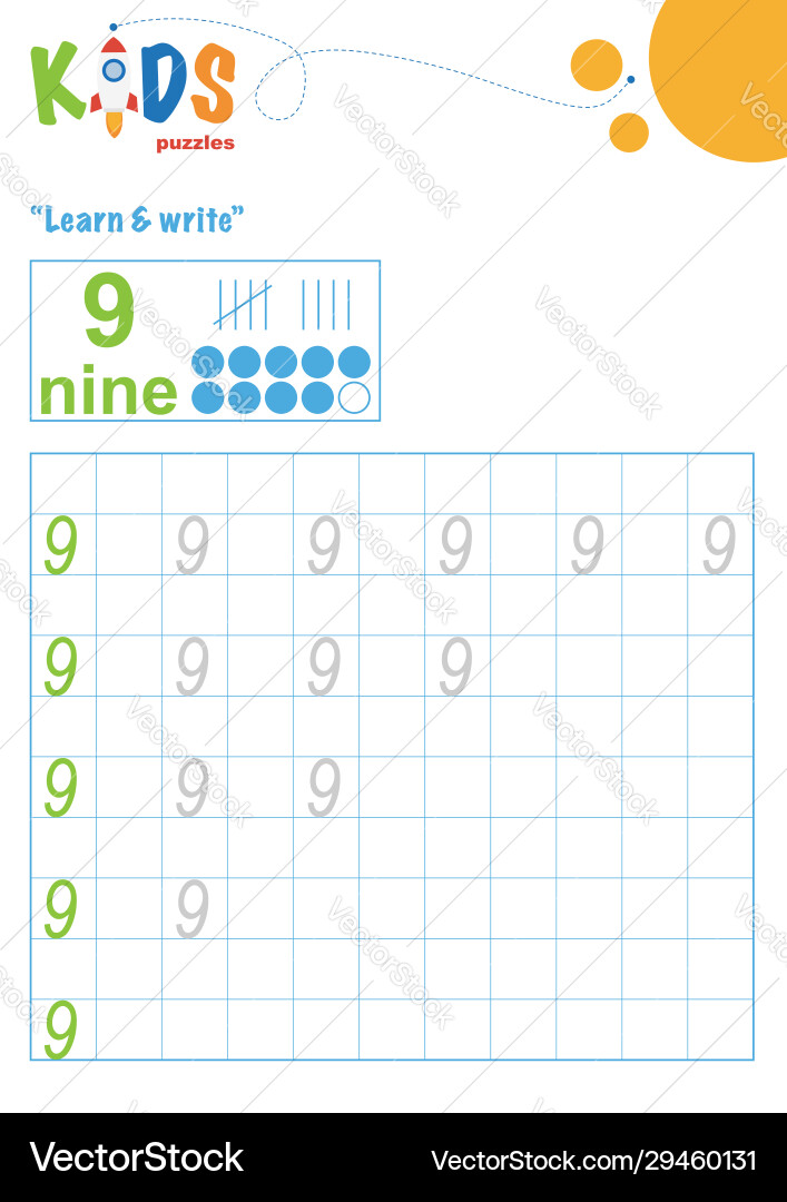 Learning numbers learn and write easy Learning numbers learn and write easy vector image