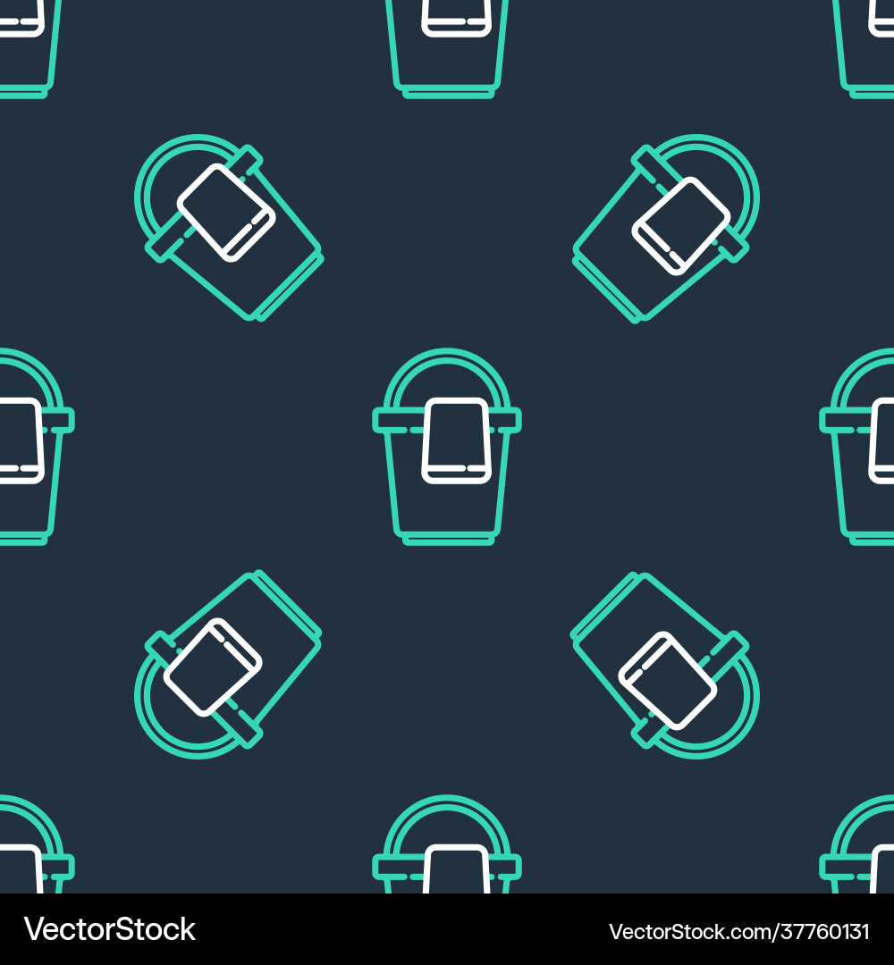 Line bucket with rag icon isolated seamless Line bucket with rag icon isolated seamless vector image