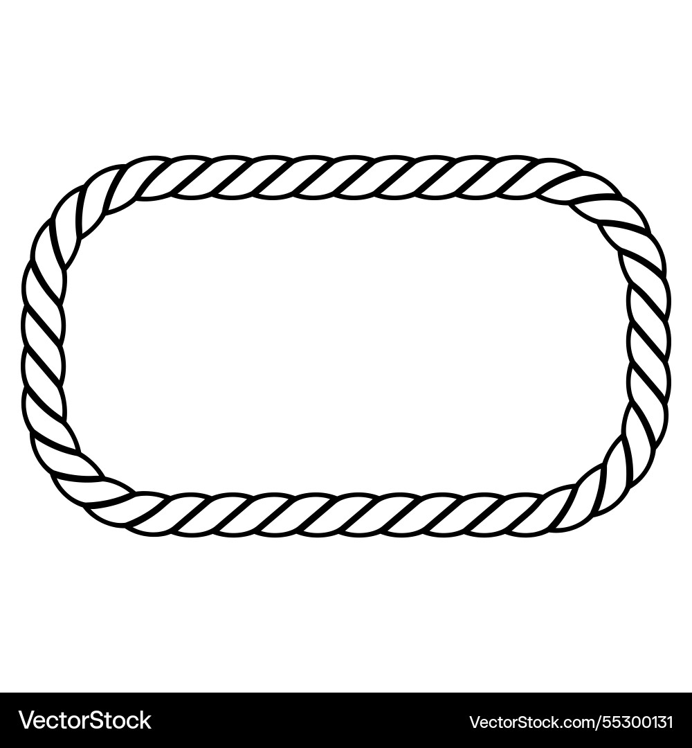 Line drawing of a rectangular frame made from rope vector image
