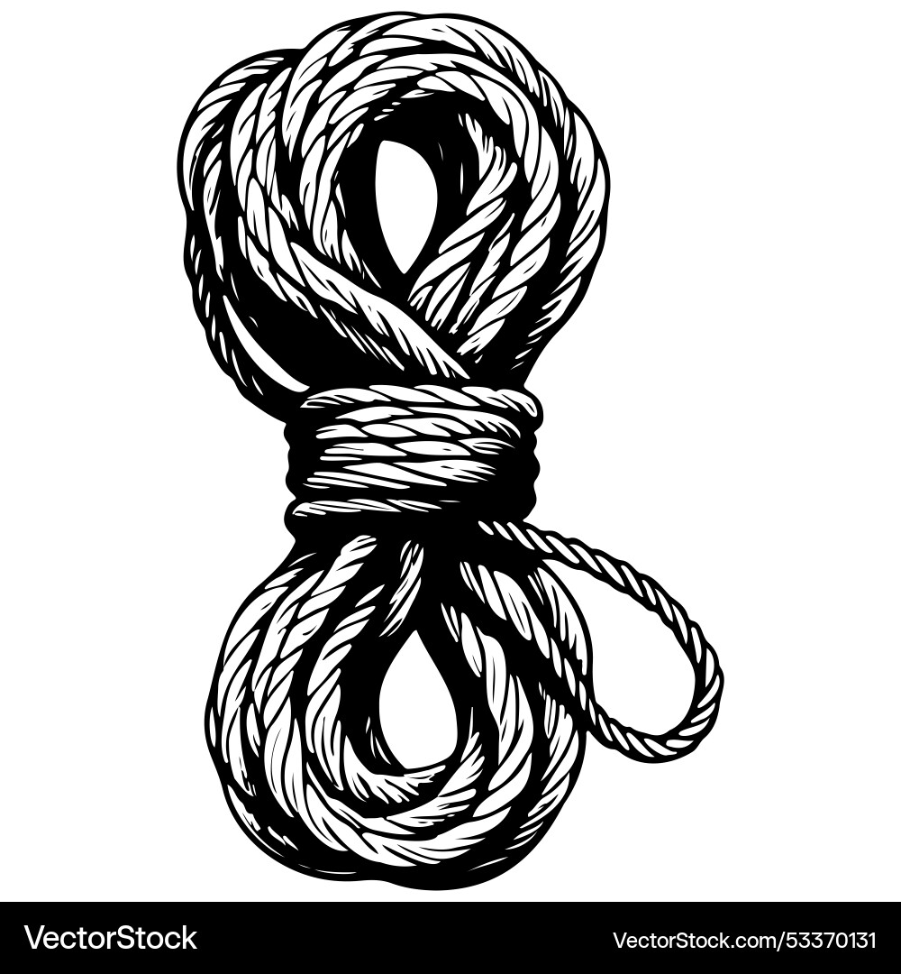 Line rope drawing realistic outline Royalty Free Vector