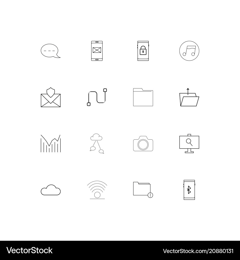 Network and database linear thin icons set vector image