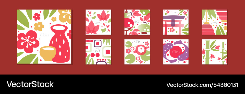 Original card design with japanese or chinese Original card design with japanese or chinese Vector Image