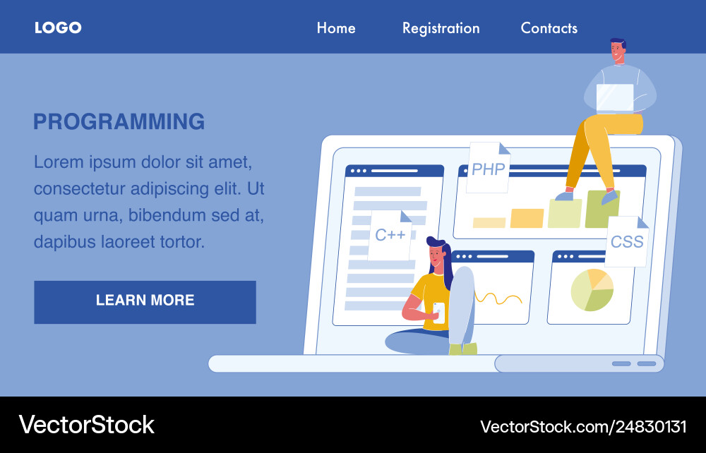 Programmierung Codierung Landing Page Template Programmierung Codierung Landing Page Template vektorbild