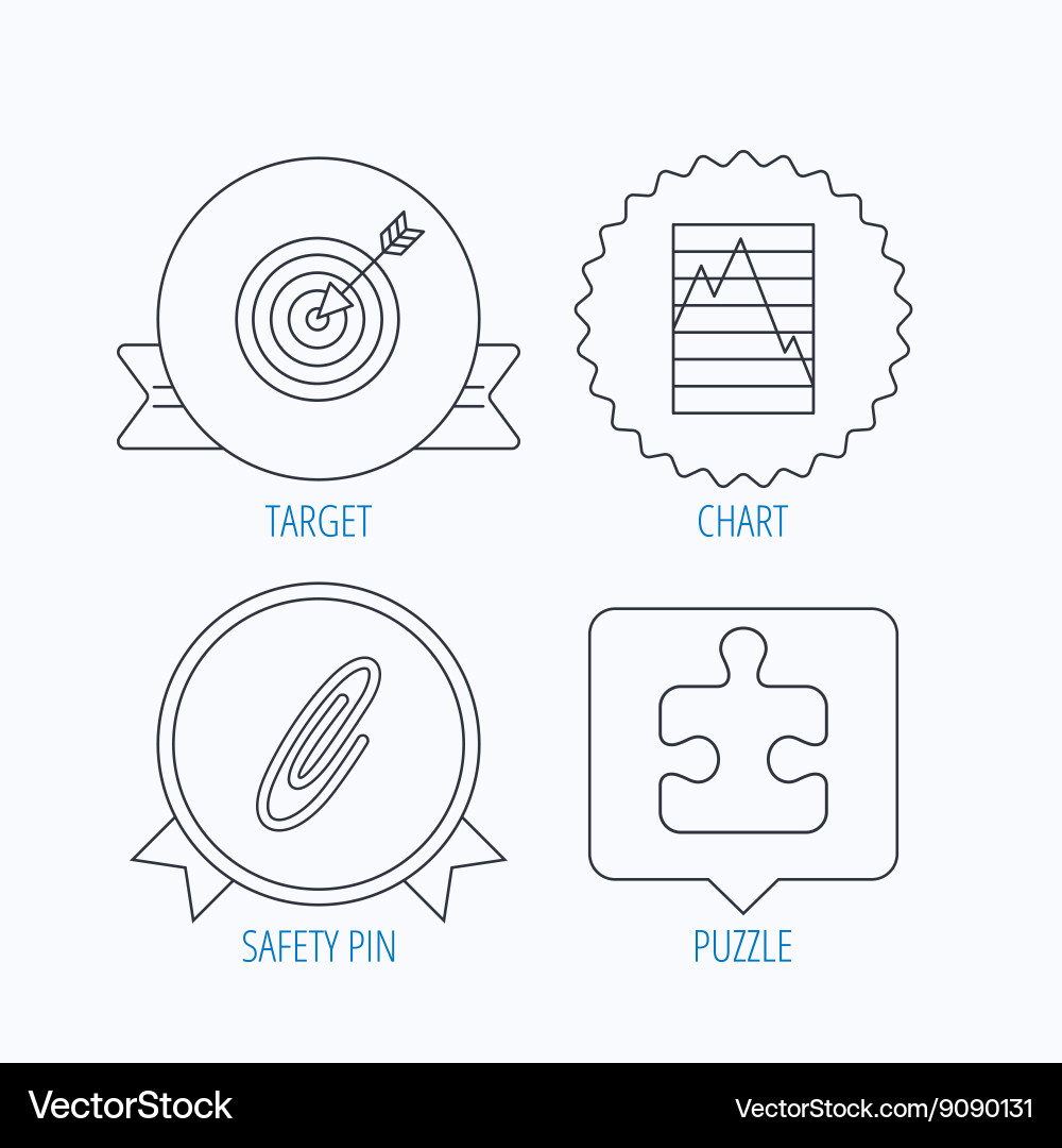Puzzle graph charts and target icons vector image