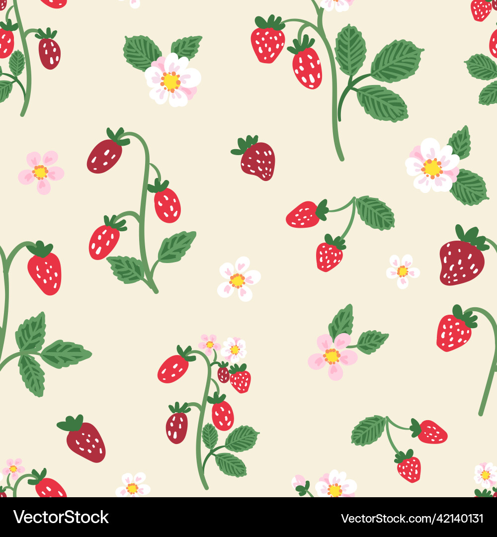 Seamless repeat pattern with strawberries Seamless repeat pattern with strawberries Vector Image