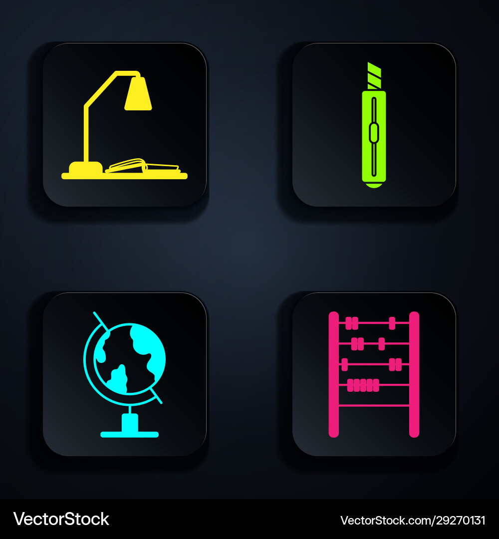 Set abacus workplace with table lamp and open vector image