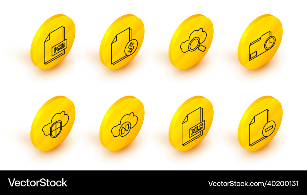 Set line document with minus xls file Set line document with minus xls file vector image
