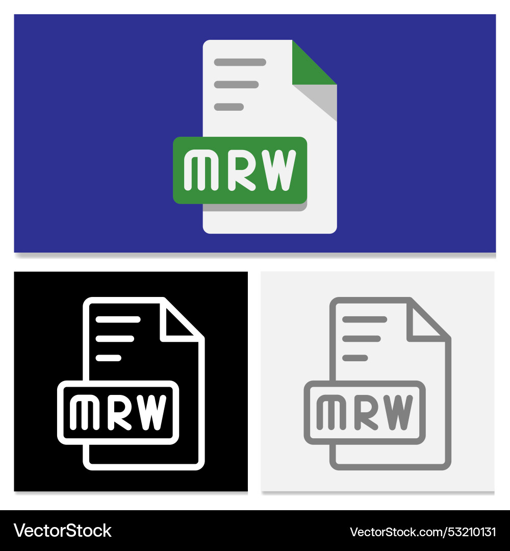 Set mrw document file format unique flat Set mrw document file format unique flat vector image