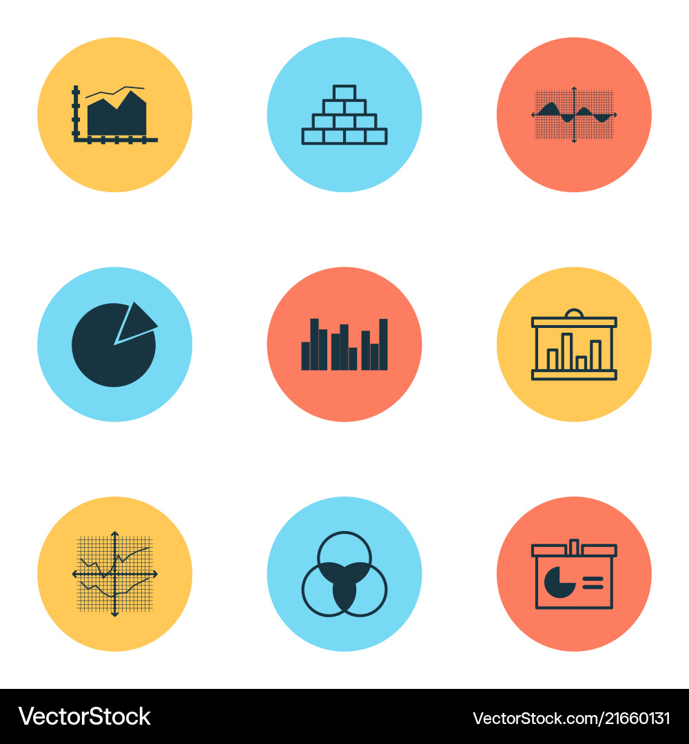 Set of graphs diagrams and statistics icons Set of graphs diagrams and statistics icons vector image