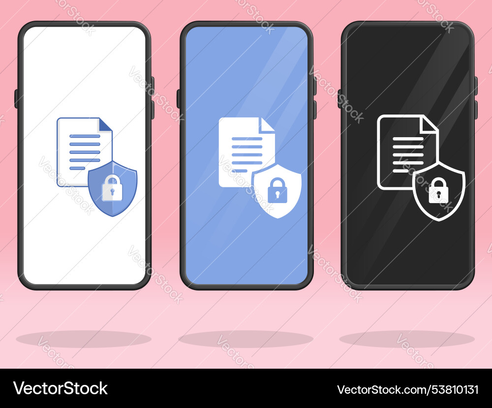 Smartphone file shield lock protected encryption Smartphone file shield lock protected encryption vector image