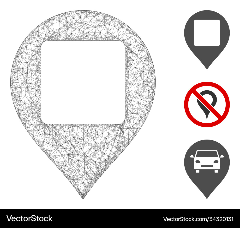 Square hole map marker polygonal web mesh Square hole map marker polygonal web mesh vector image