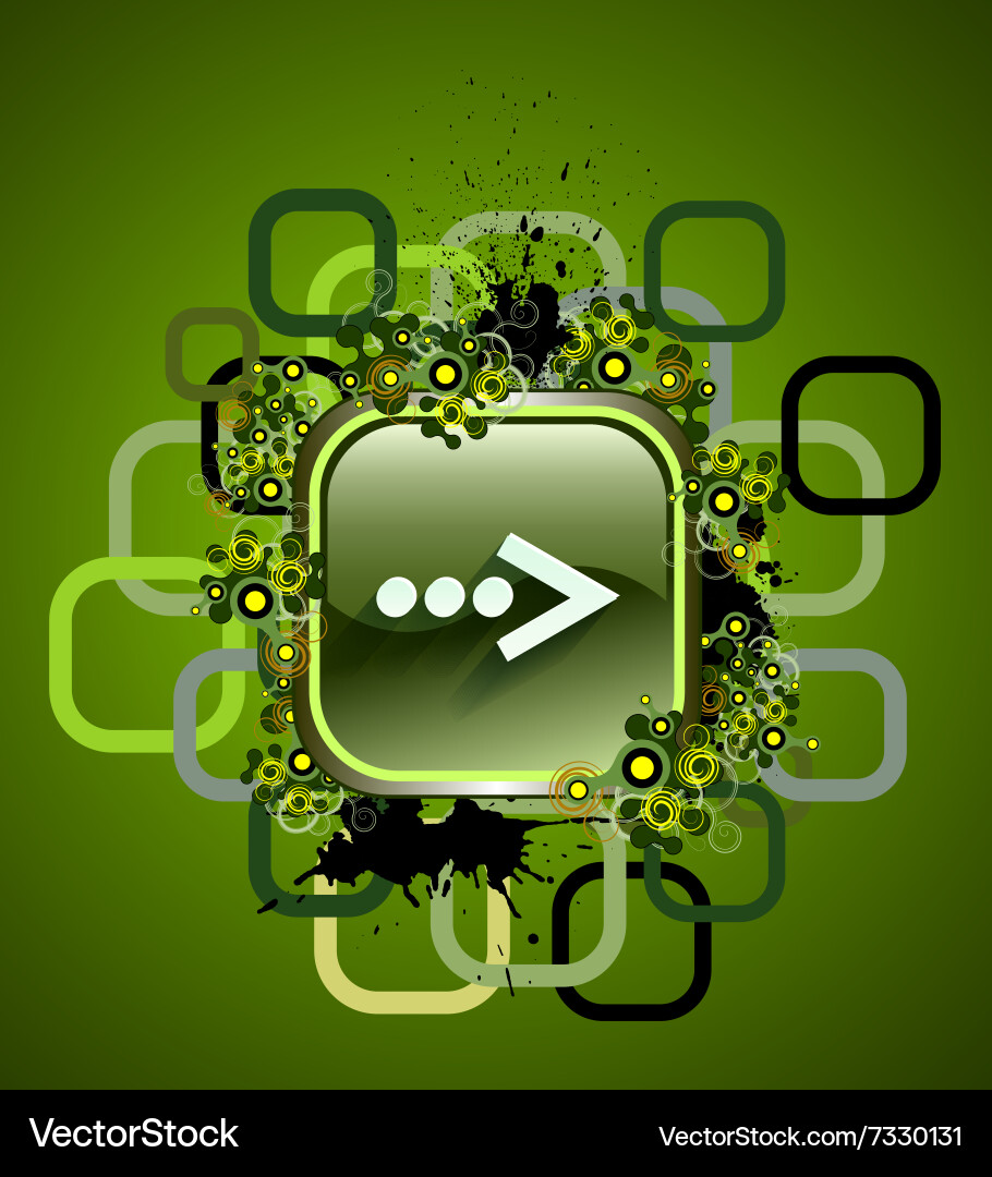 Square web button with arrow on white background vector image