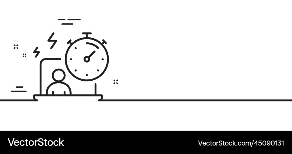 Work timer line icon task stopwatch time sign Work timer line icon task stopwatch time sign Vector Image
