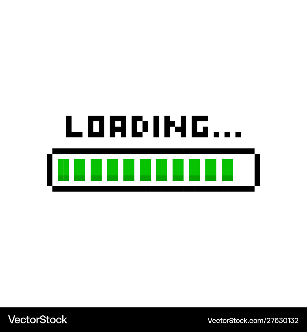 8-bit Loading Bar - Green Pixel Art vector image