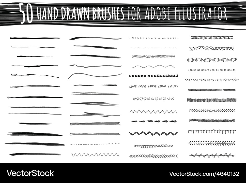 Artful Brush Strokes - Marker & Pattern Set vector image